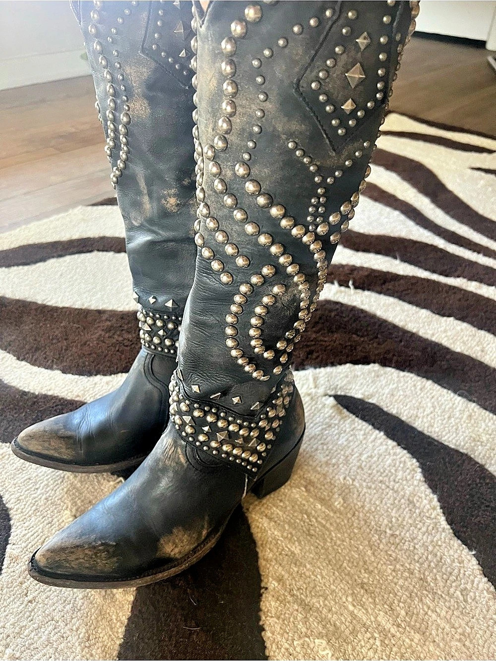 Old Gringo Belinda Tall Western Boots Studded Black US 8.5